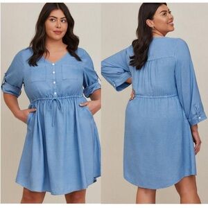 Torrid Light Blue Button-Up Dress